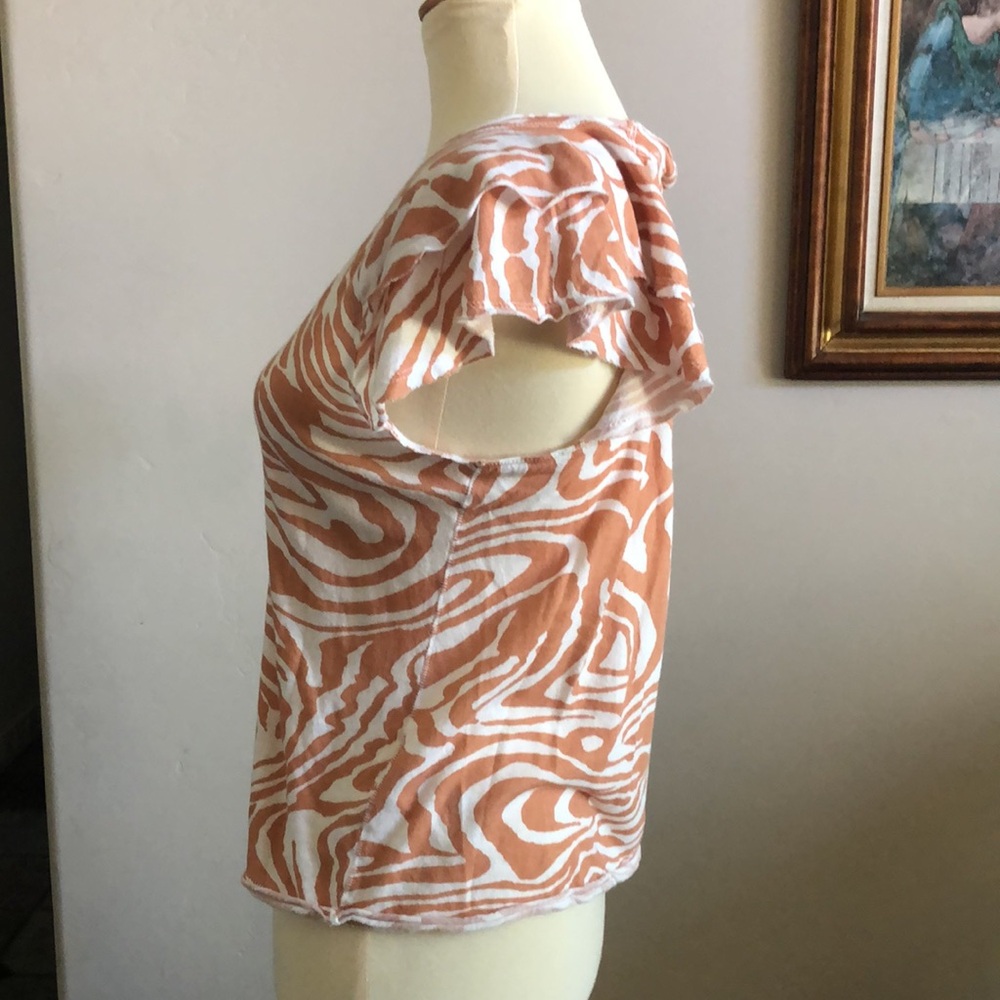 Maeve Anthropologie Ruffle Sleeve V-Neck Tee - Size Small - Picture 2 of 7